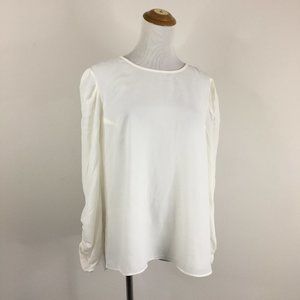 ALL SAINTS Sheer White JOSEPHINE Ruching Long Sleeve Blouse Shirt